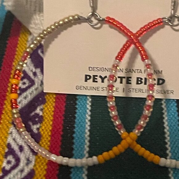 Peyote Bird Free Spirit Beaded Hoop Earings - Picture 3 of 4